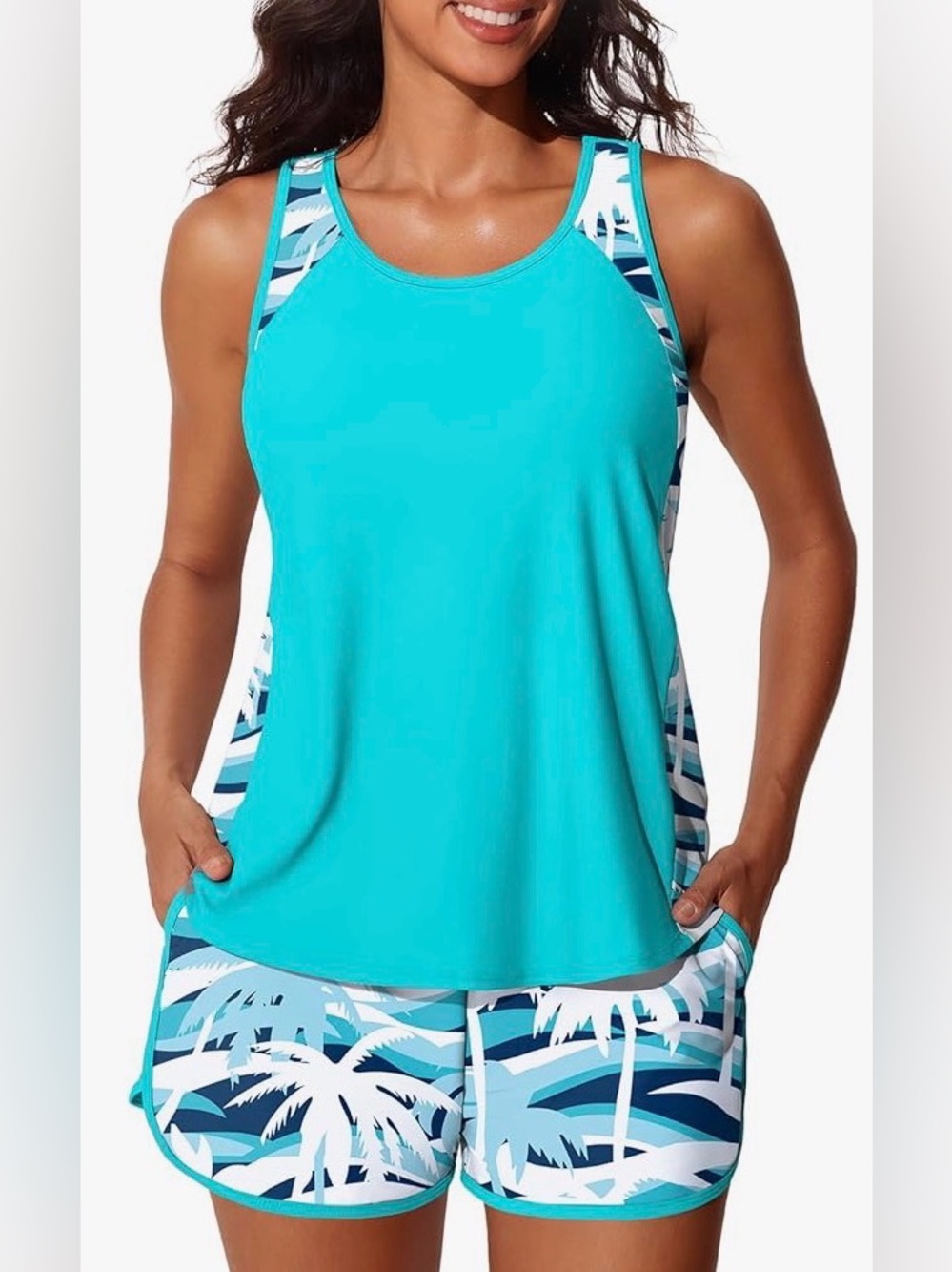 NWT Summer Mae Blouson Tankini Tummy Control Two Piece Bathing Suit Swim Shorts